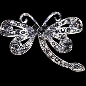 Vintage Silver-Tone and Marcasite Dragonfly Brooch